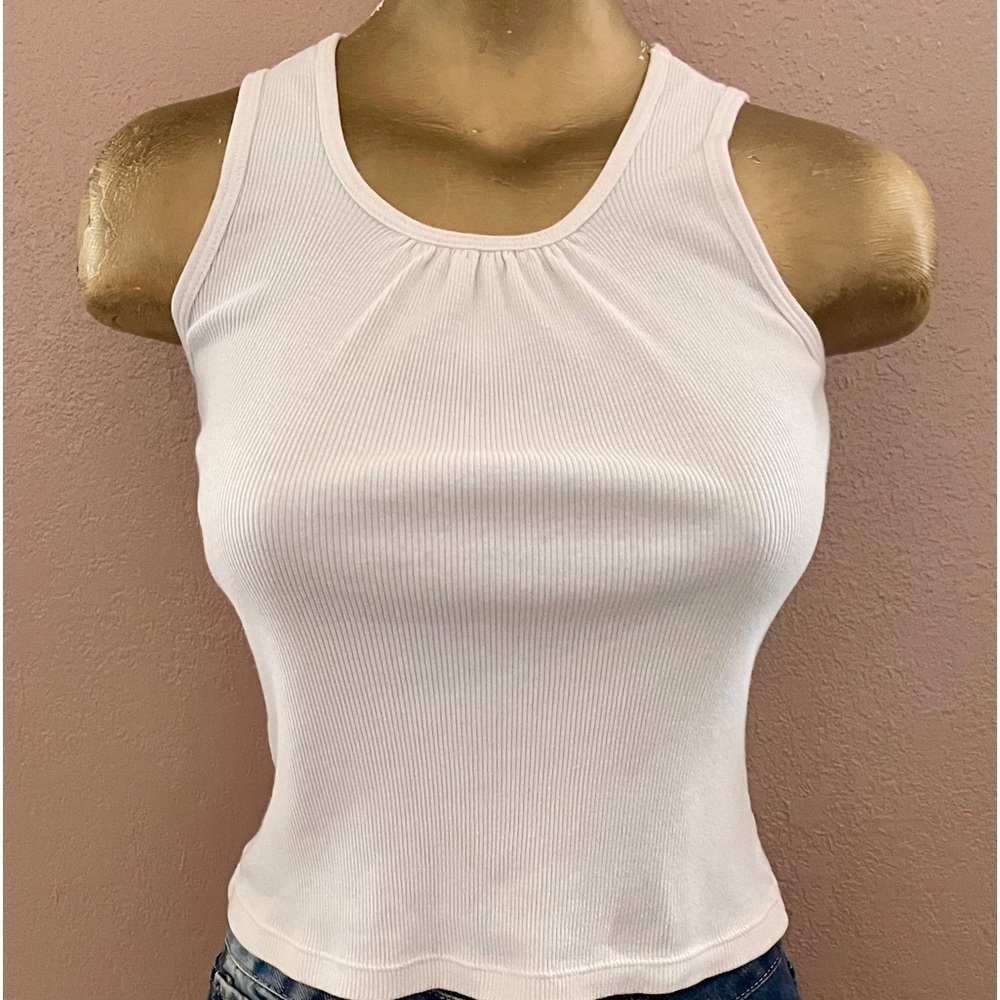 Ivory Pleated Front Ribbed Tank Top XS - Picture 8 of 8